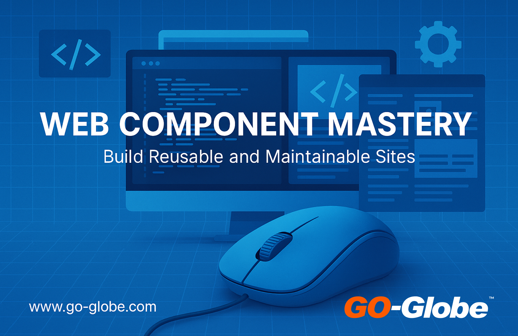 Illustration of reusable web components in a scalable web design.